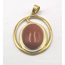 New Arrival Gold Plated Pendant with 18*25mm Gemstone
